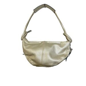 Liz Claiborne Shoulder Bag Metallic Gold Pebbled Leather Hobo Style Y2K